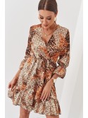 Rochie cu model negru caramel cu volane 304500 - Magazin online - Boutique